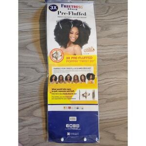 Freetress Poppin Twist Braid  1 piece- 20 Inches - Pre-Fluffed-Color 1B